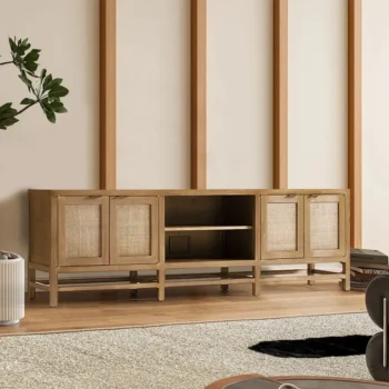 85In Storage Media Console And Side Cabinet Set 1586