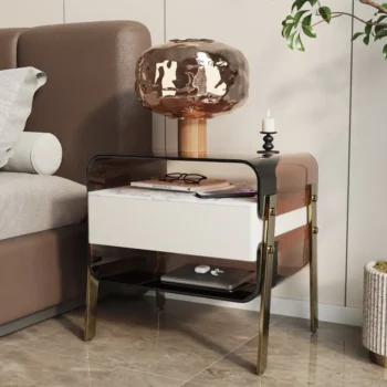 Light Luxury Nightstand Italian INS Storage Bedside Table 6924
