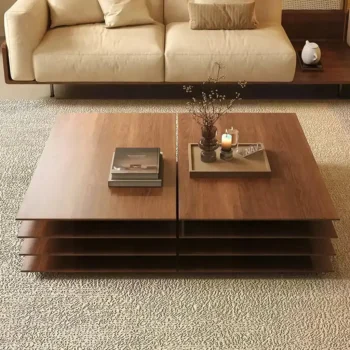 Modern Living Room Coffee Table With Overlapping Levels 7316