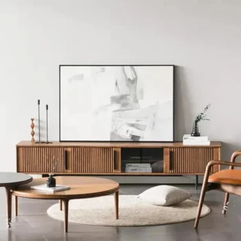 Modern Sleek Curved TV Stand With Waveform Panel 2381