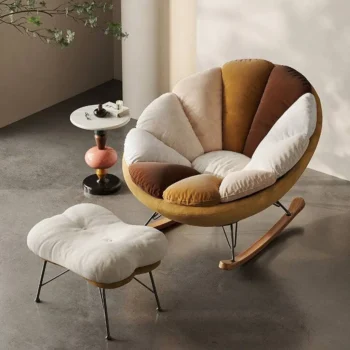 Petal Rocking Lounge Chair With Cozy Footstool 3741