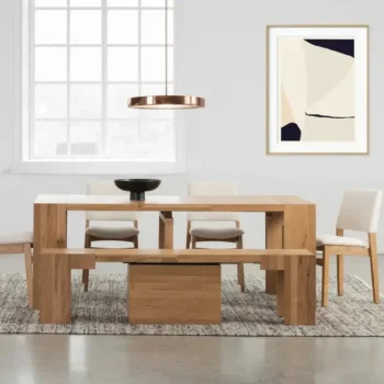 Three Piece Set Of Dining Table Bench And Chair 3537